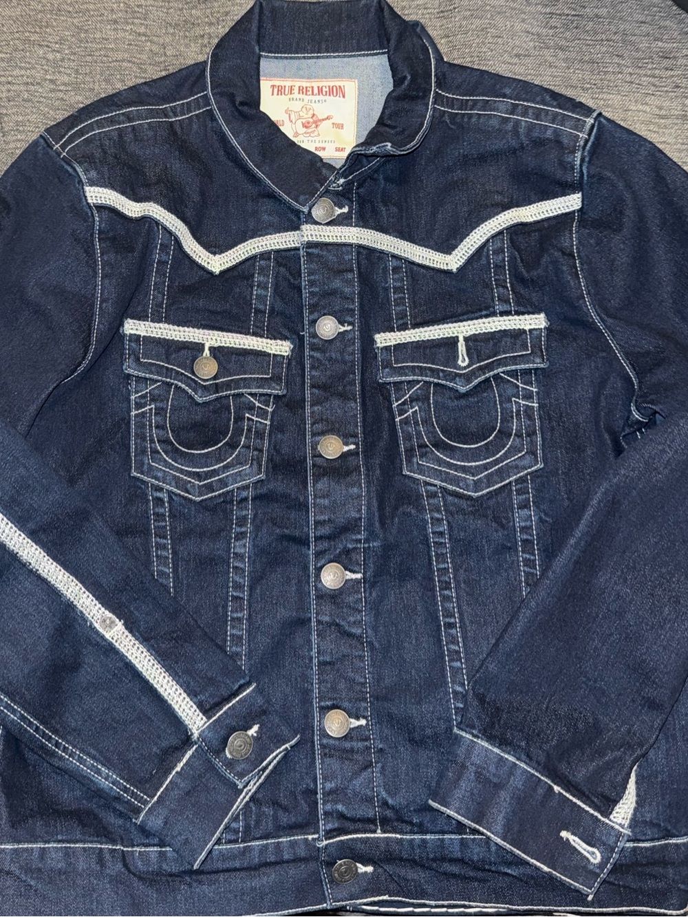 True Religion Indigo Denim Jacket with White Trim